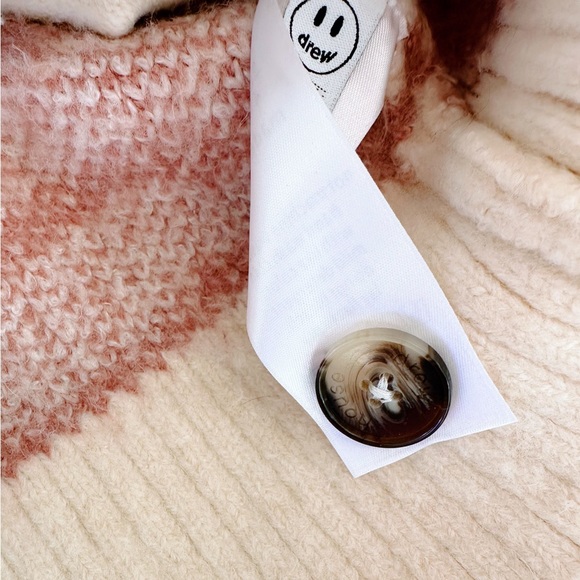 NWT Drew House Sketch Mascot Squiggle Oversized Cardigan in ivory/mauve, Size XS - Picture 10 of 14